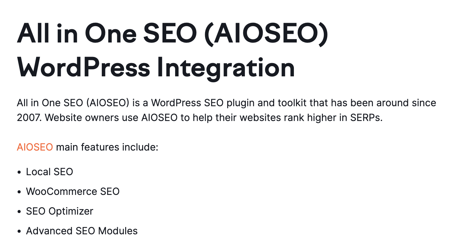 All in One SEO (AIOSEO) WordPress Integration